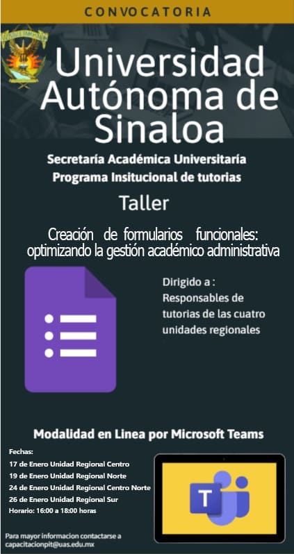 Taller: Creación de formularios funcionales: optimizando la gestión académico administrativa de los Responsables de Tutorías