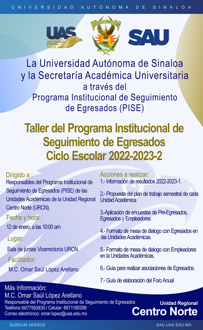 Taller del Programa Institucional de Seguimiento de Egresados PISE, Ciclo Escolar 2022-2023, Periodo 2, UR Centro Norte