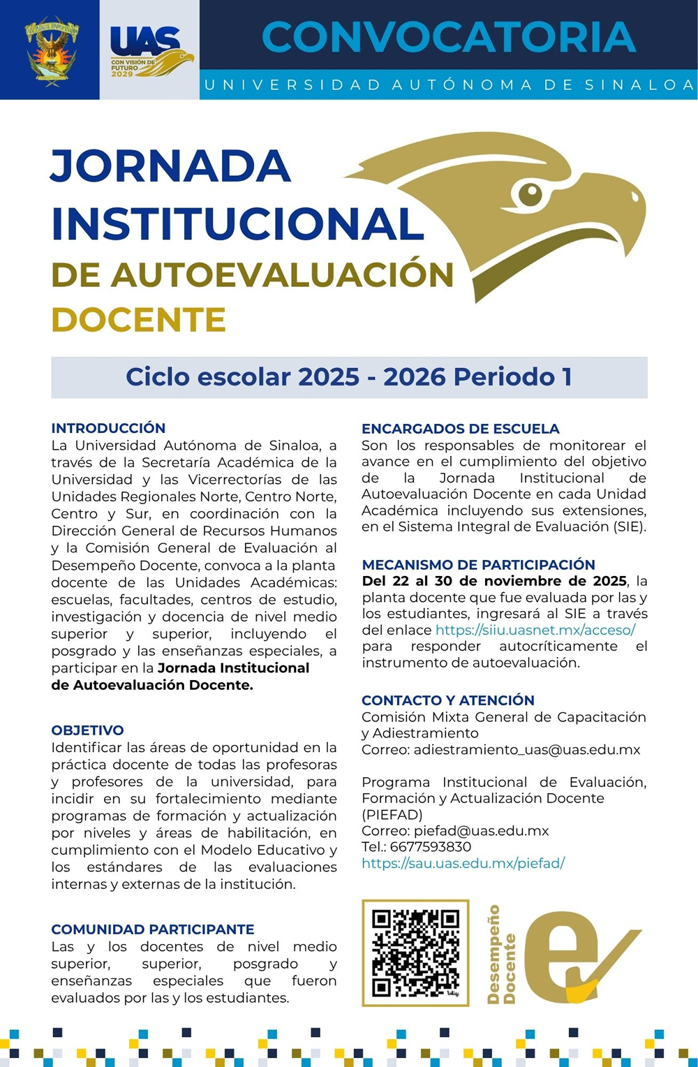 Jornada Institucional de Autoevaluación Docente 2025-2026, Periodo 1