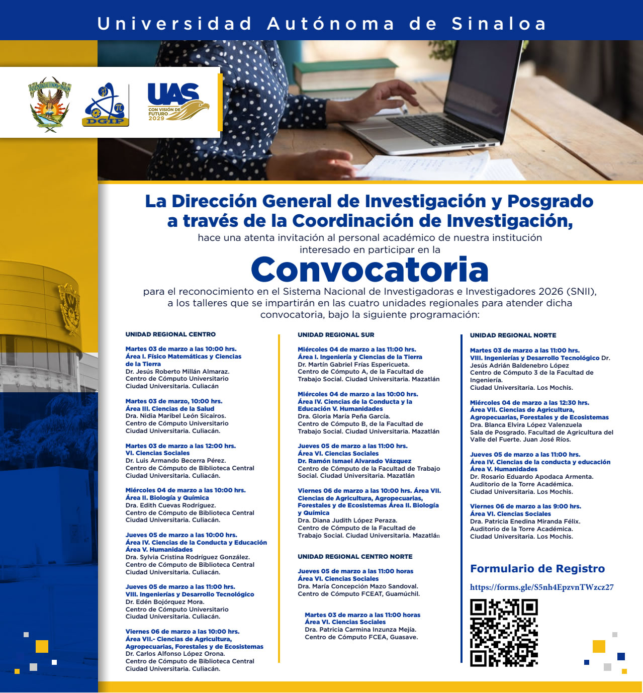 Convocatoria Talleres para el ingreso al Sistema Nacional de Investigadoras e Investigadores (SNII) 2026 - DGIP - UAS