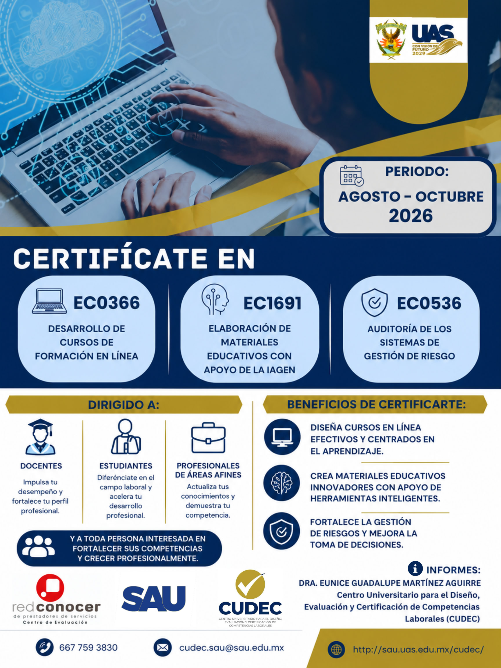 Evaluaciones CUDEC UAS para la certificación en estándares de competencia (Agosto / Octubre 2026)