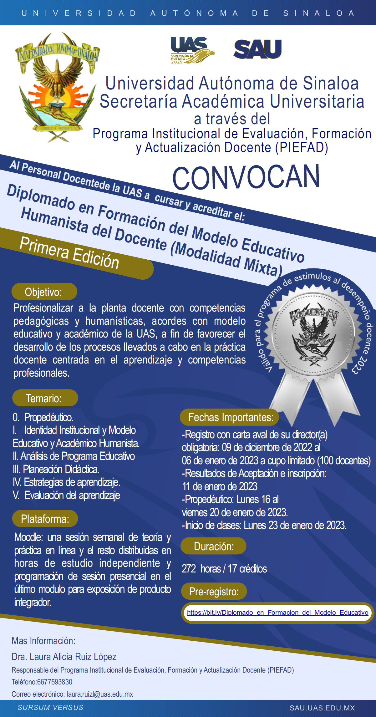 Diplomado en Formación del Modelo Educativo Humanista del Docente (Modalidad Mixta) 1era. Edición, 2023