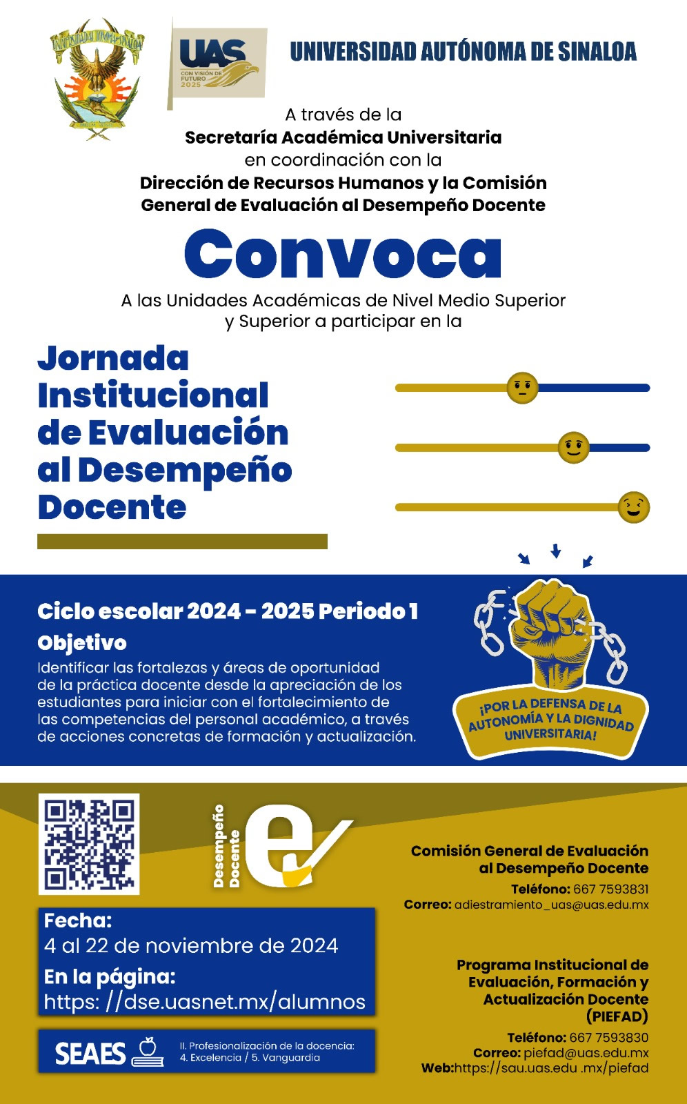 Jornada Institucional de Evaluacin al Desempeo Docente (desde la apreciacin de los estudiantes) 2024-2025, Periodo 1