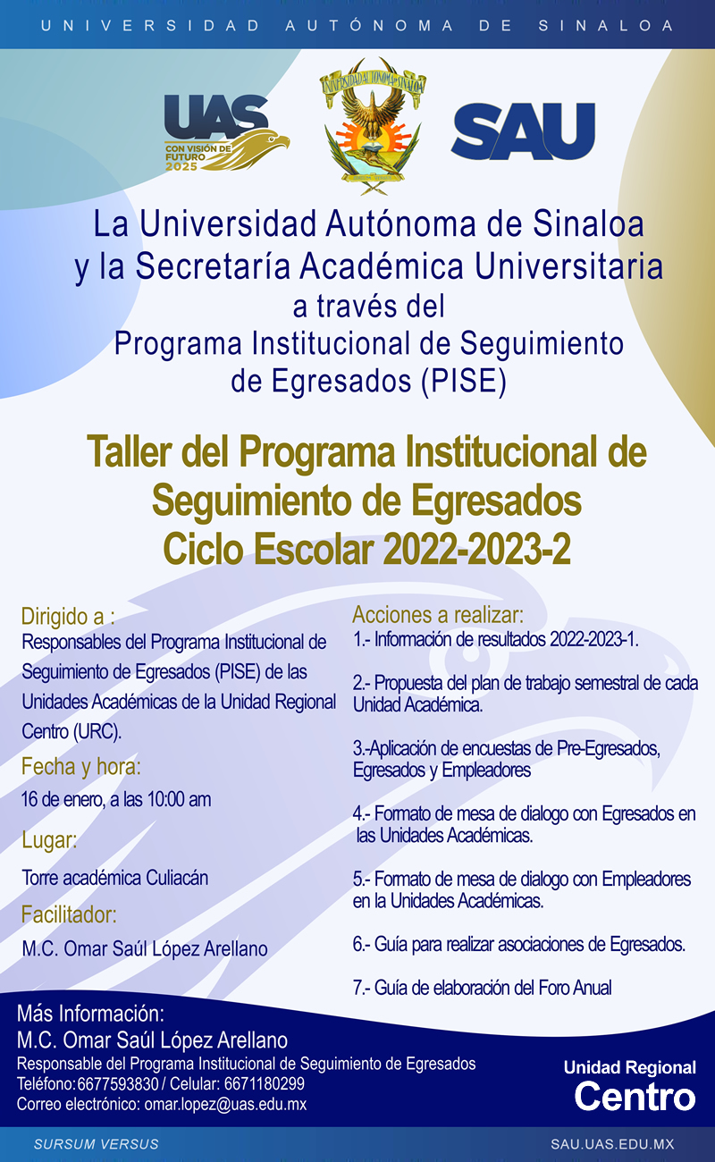 Taller del Programa Institucional de Seguimiento de Egresados PISE, Ciclo Escolar 2022-2023, Periodo 2, UR Centro
