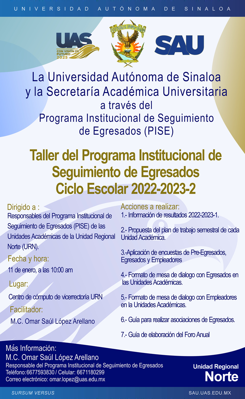 Taller del Programa Institucional de Seguimiento de Egresados PISE, Ciclo Escolar 2022-2023, Periodo 2, UR Norte