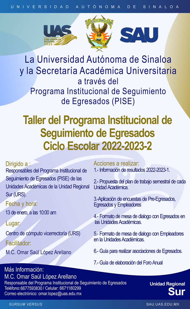Taller del Programa Institucional de Seguimiento de Egresados PISE, Ciclo Escolar 2022-2023, Periodo 2, UR Sur