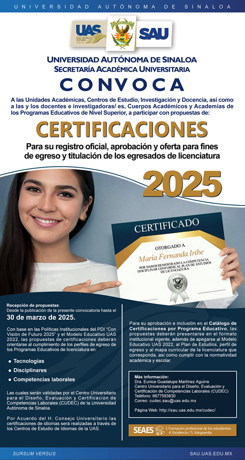 Convocatoria Certificaciones CUDEC UAS 2025