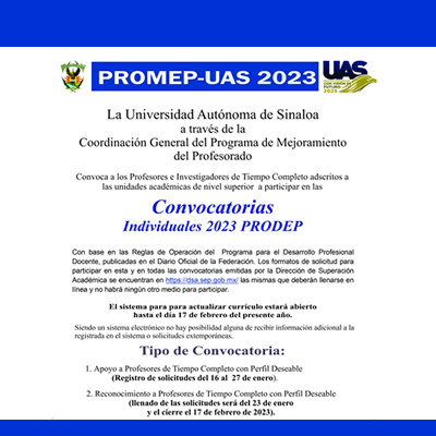 Convocatorias Individuales 2023 del Programa para el Desarrollo Profesional Docente PRODEP