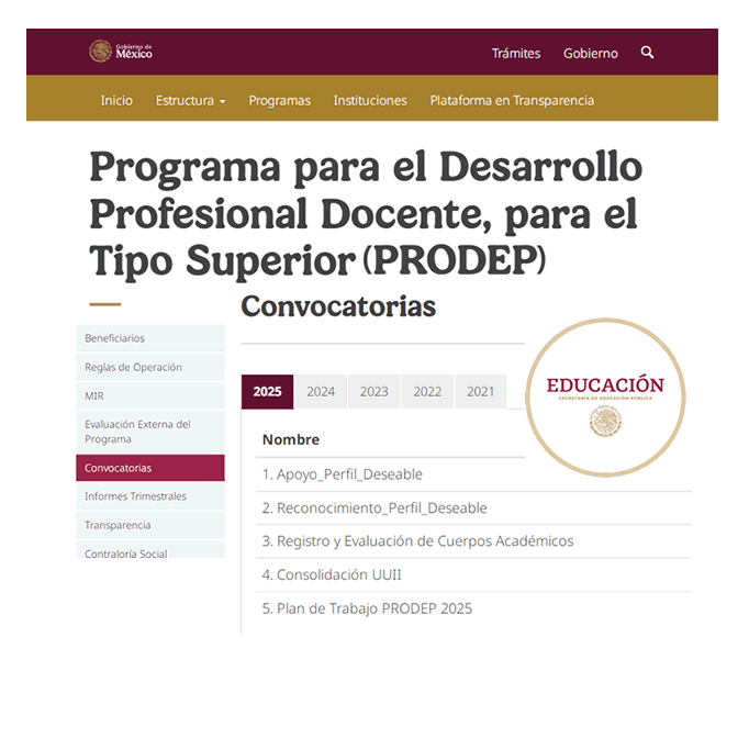 Programa para el Desarrollo Profesional Docente (ProdeP) 2025 Programa para el Desarrollo Profesional Docente (ProdeP) 2025