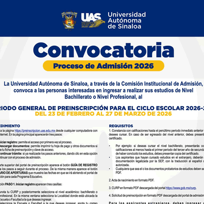 Convocatoria Proceso de Admisión 2026