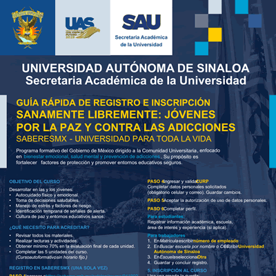Guía rápida de registro, inscripción y carga de constancia del curso SanaMente LibreMente